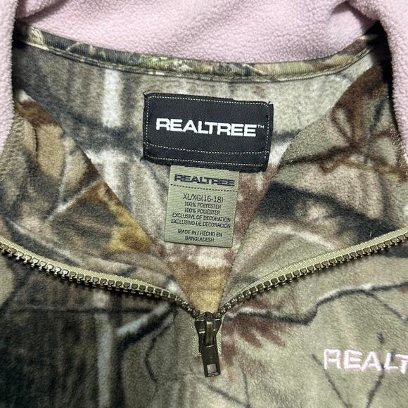 Realtree Camo Quarter Zip Sweatshirt Camouflage 1/4 Zip Outdoors Tan Fleece - Picture 4 of 4
